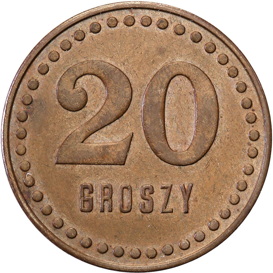 Warszawa - 20 groszy Kasyna Podoficerów Zawodowych 30 Pułku Strzelców Kaniowskich - RZADKIE